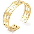 thumbnail image 3 of 1Pcs 304 Stainless Steel Star Open Cuff Bangles Jewelry for Women Real 18K Gold Plated Metal Bracelets for Necklace Bracelet Jewelry Making Inner Diameter: 2-1/4 inch(5.6cm) Gold, 3 of 3