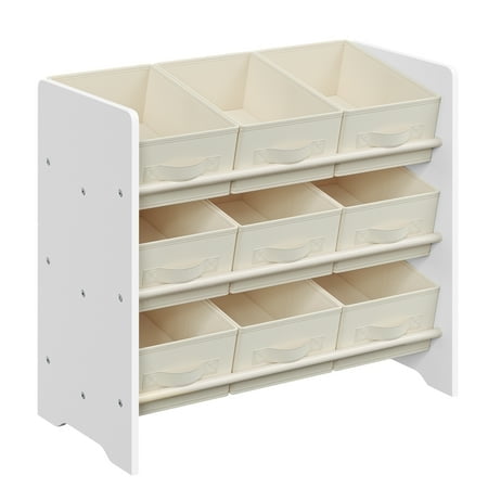 SONGMICS Organisateur de Jouets, Étagère à Jouets pour Enfant avec 9 Boîtes en Tissu Non Tissé, pour Chambre d'Enfant et Salle de Jeux, Spacieux, 11.6 x 24.6 x 23.6 Pouces, Blanc Nuage