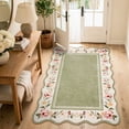 thumbnail image 3 of Lahome Washable 3'x5' Scalloped Area Rug, Green Floral Boho Rugs for Living Room, Ultra-Thin Soft Non-Slip Low-Pile Stain Resistant Carpet for Bedroom Dining Room Office, Green, 3 of 11