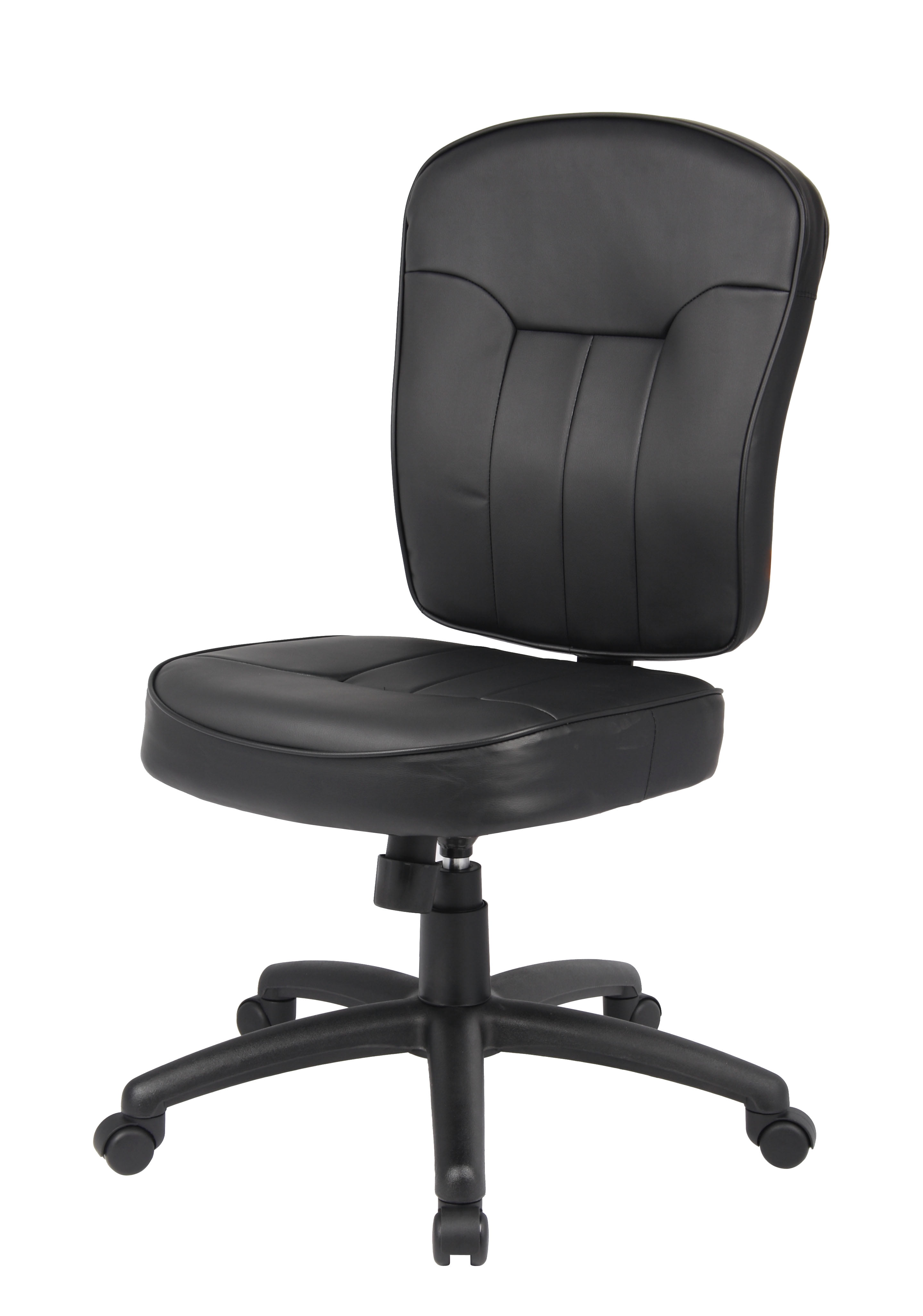 Boss Office Products LeatherPlus Task Chair with Casters, Black