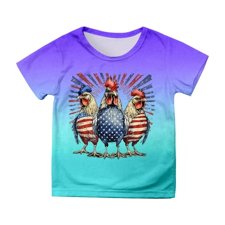 

Girls T Shirts Toddler Independence Day Boys Prints Short Sleeve Prints Girl T-Shirts for Kids