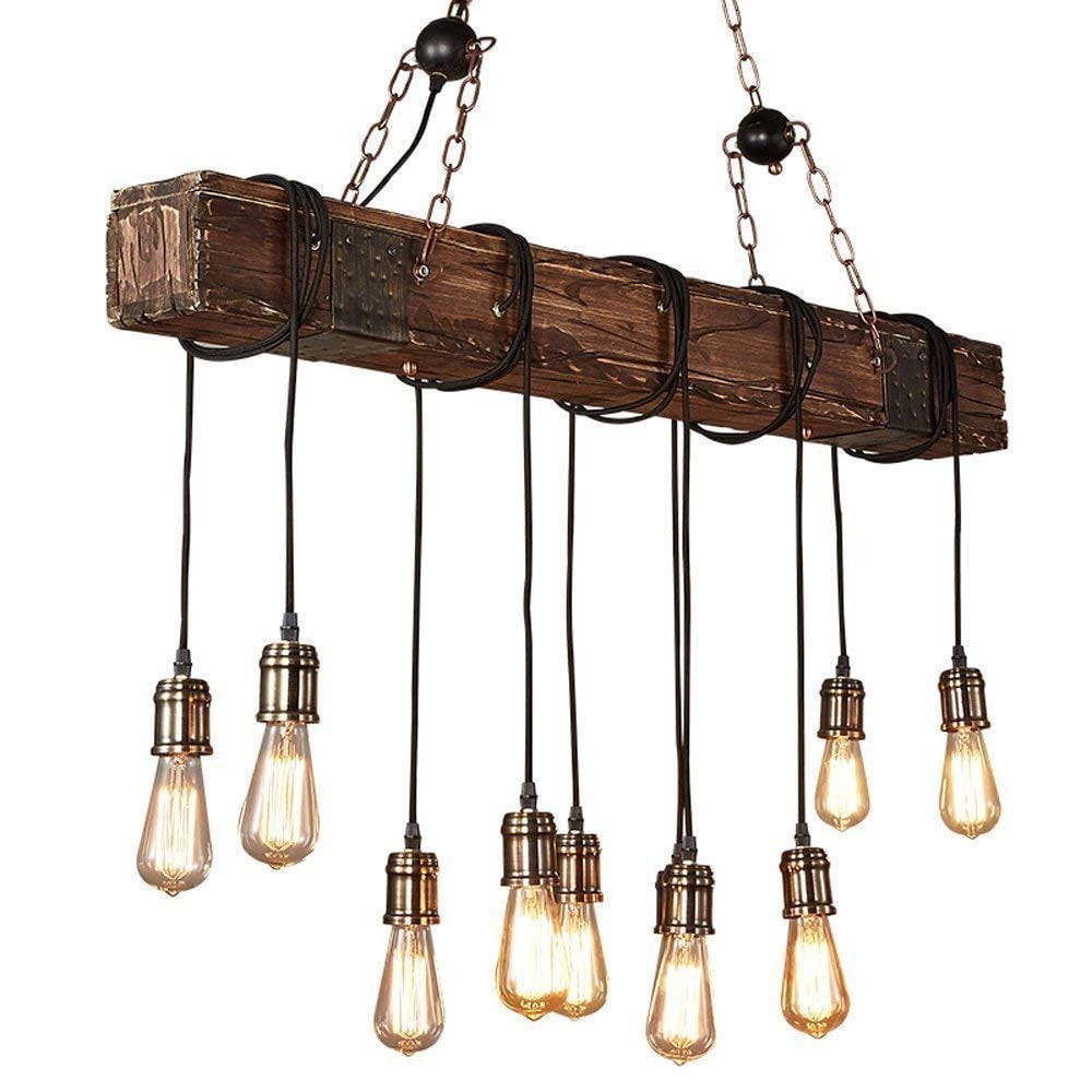 35 110v Rustic Farmhouse Furniture E26 Wood Beam Chandelier Pendant