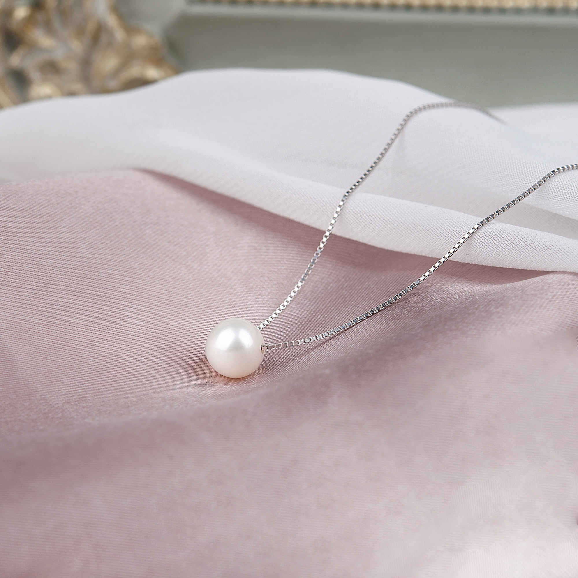 Anavia Happy 60th Birthday Gift for Women, Sixtieth Birthday 925 Sterling Silver Pearl Necklace for Friend-[White Pearl + Silver Chain]