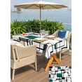 thumbnail image 5 of Outdoor Tablecloths with Umbrella Hole & Zipper, Green Geometric Rectangle Tablecloth 60x120 Inch, Modern Black Grey Abstract Motifs Waterproof Table Cloth, Patio/Pool/Picnic Table Covers, 5 of 8