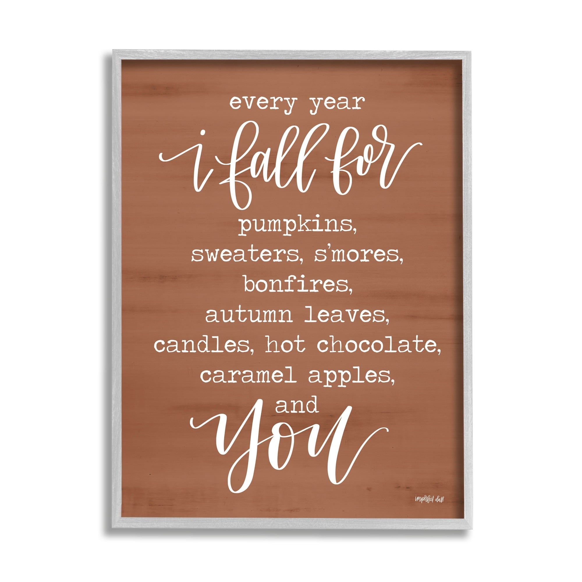 Cozy Romantic Autumn Quote Brown Seasonal Calligraphy Inspirational Graphic Art Framed Art Print Wall Art