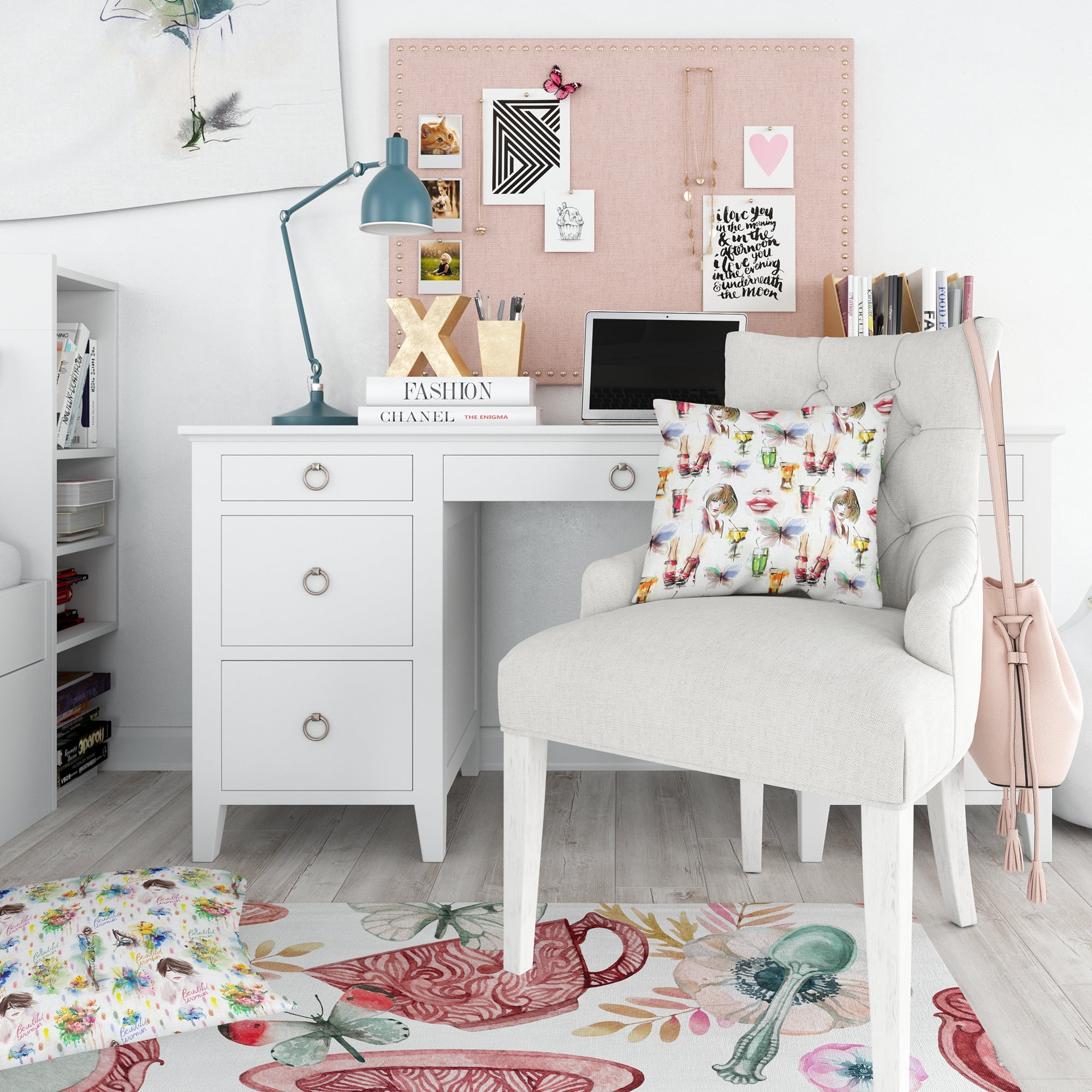 Designart 'Beauty and Fashion Pattern with Girls' Modern Teen Duvet Cover Set