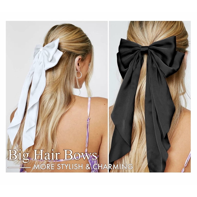 Emlimny Satin Hair Bows, Silky Ponytail Clips with Long  display picture 3