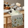 thumbnail image 6 of Table Runner Dresser Scarves 70 Inch Long,Blossom Daisy Flower Green Leaves Linen Dining Table Runners Botanical Foliage on Vintage Letter Tabletop Scarf for Wedding Holiday Party Kitchen, 6 of 9