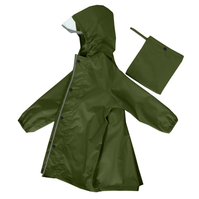 MIASHUI Poncho de Pluie pour Enfants Imperméable Réutilisable en EVA Manteaux de Pluie pour Garçons Filles, Vert, 10-12 Ans