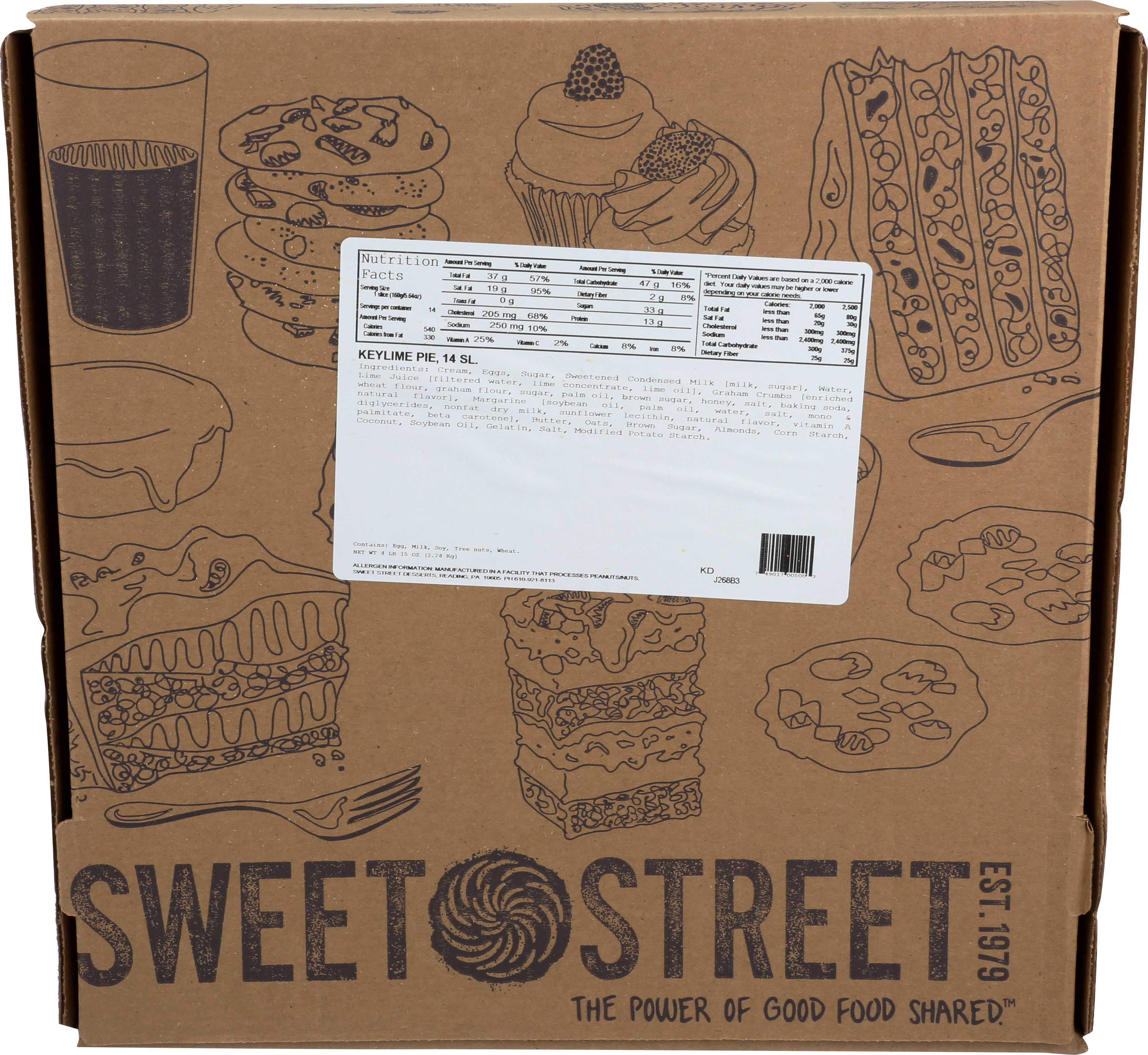 Sweet Street 14 Slice Key Lime Pie, 4.9 Pound -- 4 per case.