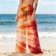 thumbnail image 5 of Pantalones de playa de gasa ligeros para mujer con protección solar, pantalones anchos de estilo bohemio estampados, blusa para mujer, 5 of 7