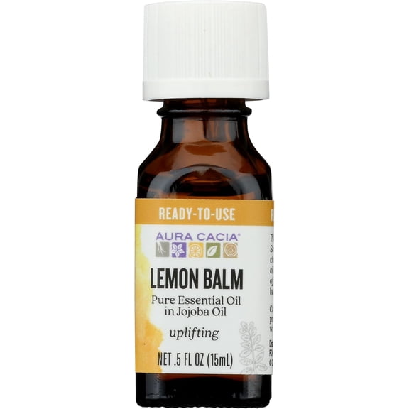 Aura Cacia Pure Essential Oil Lemon Balm in Jojoba Oil -- 0.5 fl oz
