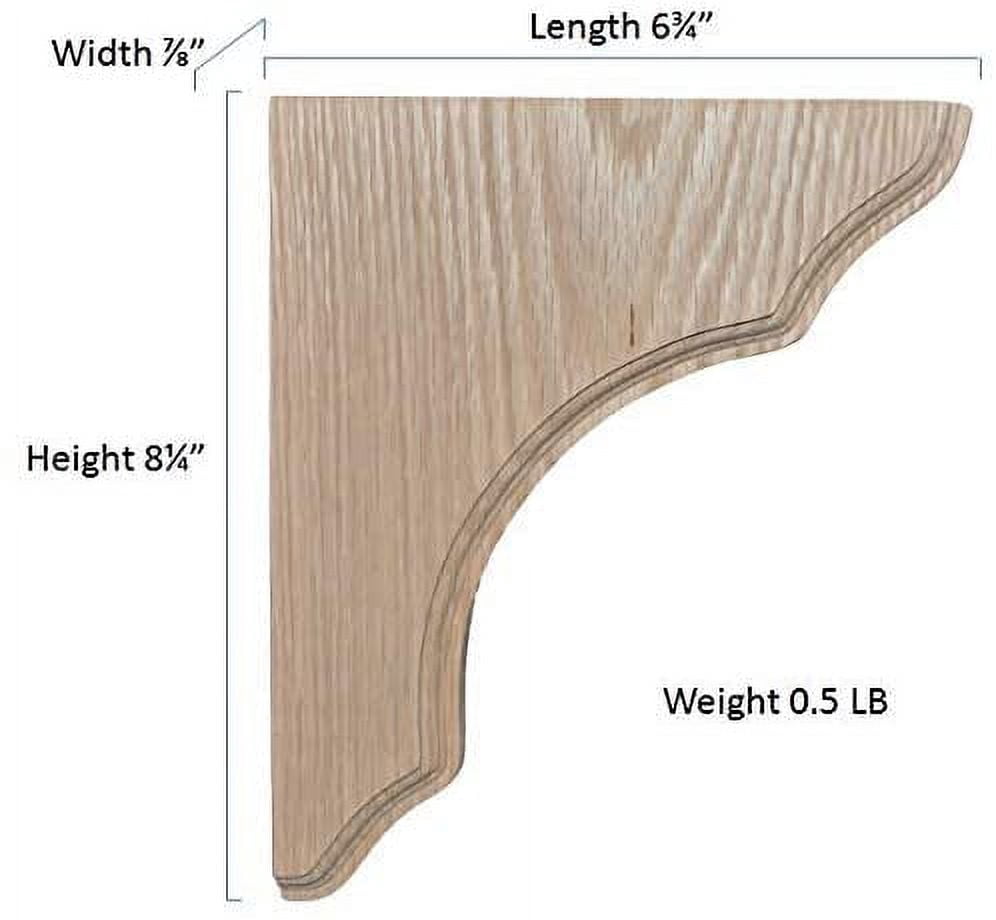BingLTD - 8 1/4 Inch Oak Shelf Support Bracket - Set of 2 (BRK825-OAK-UNF)