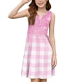 thumbnail image 4 of CCRFTGI Dresses for Child Girls Size 8 Funny Beach Plaid Mini Dress Party Sleeveless Button V Neck Girls Clothes 2026 Summer Fashion Dresses Pink 12-13 Years, 4 of 5