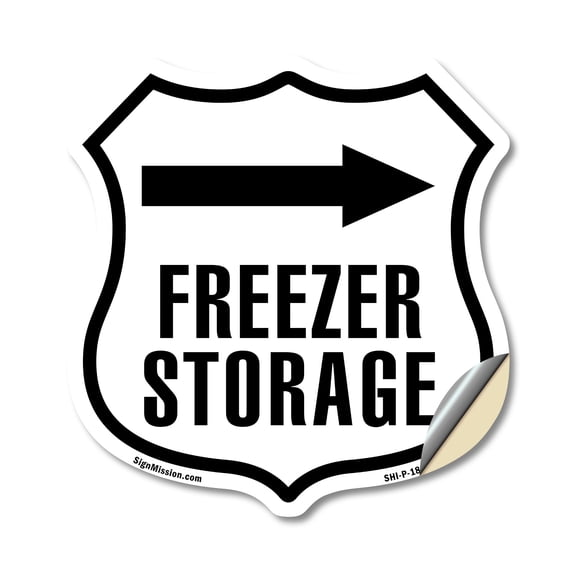 Freezer Storage Right 12 inch X 12 inch Shield Shaped Heavy Duty 3.2 mil Vinyl Decal Weather Resistant Made in the USA
