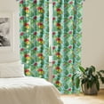 thumbnail image 2 of Ambesonne Tropical Window Curtains, Hibiscuses Exotic Leaves, Each 28" W x 84" L, Dark Pink and Laurel Green, 2 of 4