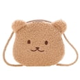 thumbnail image 1 of Bolso de hombro con estampado de animales de dibujos animados, bolso de mano informal y moderno para niños pequeños. Marrón, 1 of 6