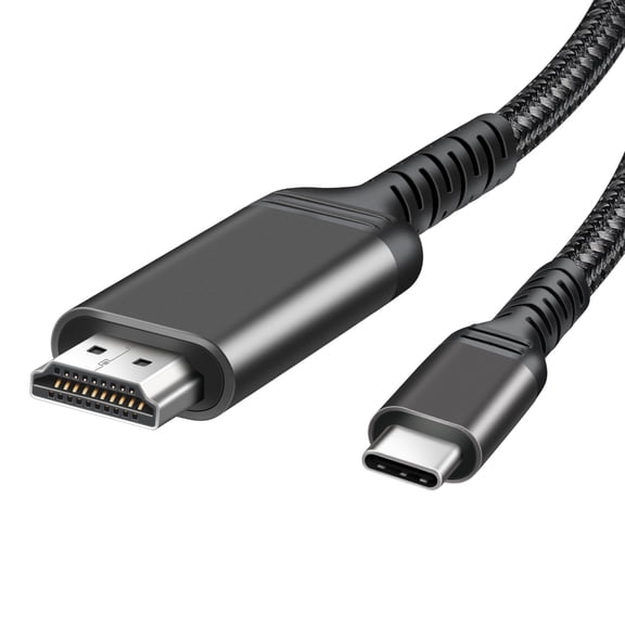 USB-C to HDMI Cable 6.6ft, 4K@30Hz USB Type C to HDMI 2.0 Braided Cord, Compatible with iPhone 16 Pro Max, MacBook, iMac, iPad Pro, Galaxy, Surface