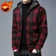 thumbnail image 3 of Suéter de punto con cremallera para hombre, ropa a cuadros, cárdigan, sudaderas con capucha, cremallera, grueso, invierno, rojo, tops, jerséis, casuales, elegantes, baratos y calientes, 3 of 5