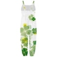 thumbnail image 5 of MAIHAN St Patricks Day Jumpsuits for Girls Overalls Shamrock Print Rompers with Adjustable Straps,Wide Leg Loose Fit Boho Floral Cute Outfits(White,4-5 Years), 5 of 5