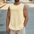 thumbnail image 2 of BXJX Mens Big and Tall Tank Tops- Casual Crewneck Solid Color Loose Sleeveless Summer Tops Beige Size S, 2 of 8