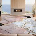 thumbnail image 2 of Design&I 8'x10' Washable Area Rug Extra Large Skid-Resistant Low Profile Pink Blush Marble Design Abstract Cracked Stone with Veining for Living Room, Family, 2 of 7