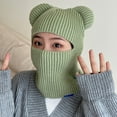 thumbnail image 3 of Eoperou Bear Ears Solid Color Ear Protection Knitted Scarf Cap Unisex Winter Outdoor Riding Integrated Scarf Beanie Hat Costume Accessories, 3 of 8