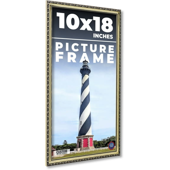 10x18 Frame Silver Solid Wood Picture Frame Width 1.125 Inches | Interior Frame Depth 0.375 Inches
