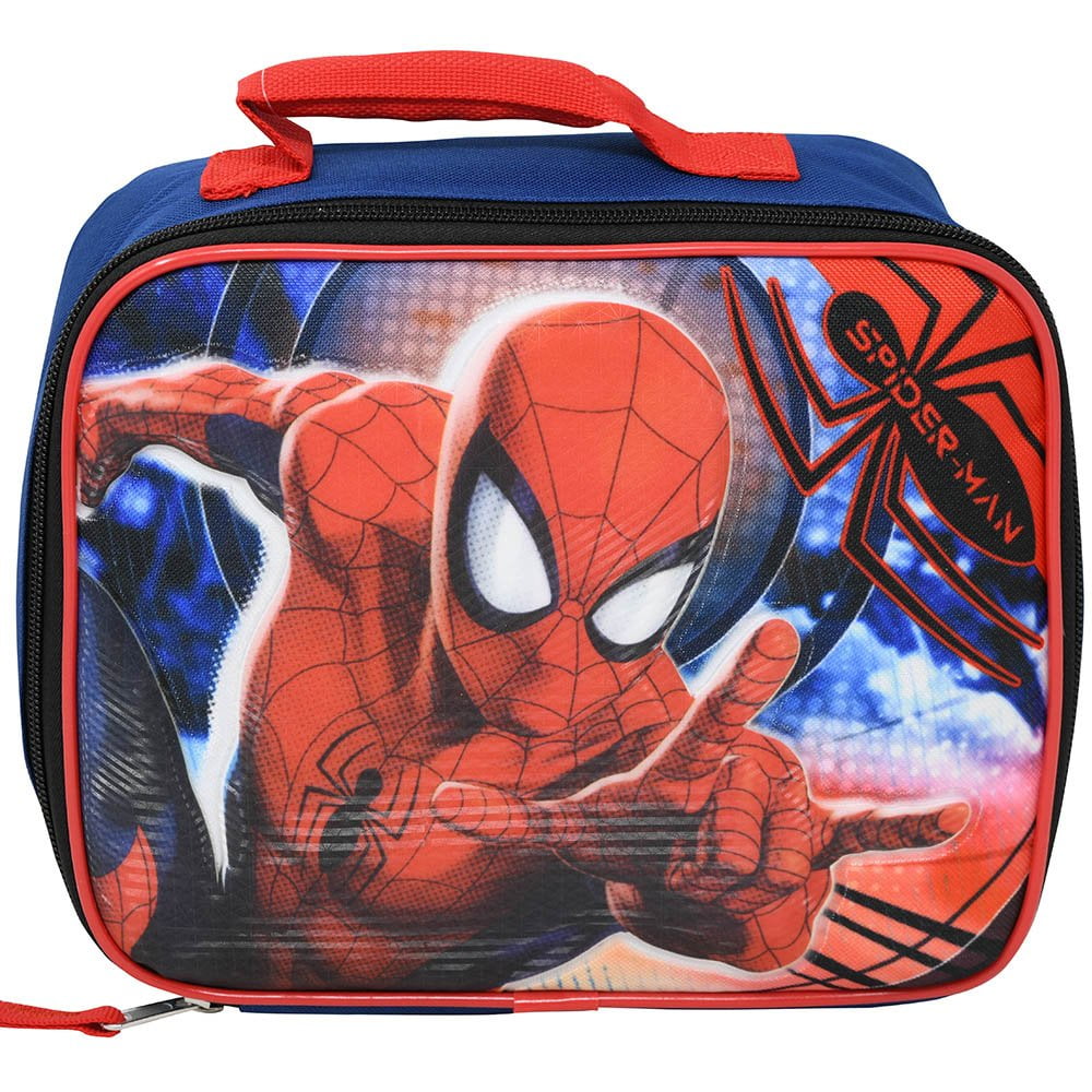 Marvel Spider-Man Carry-On Double Compartment Insulated Lunchbag W/Bracelet NWT 