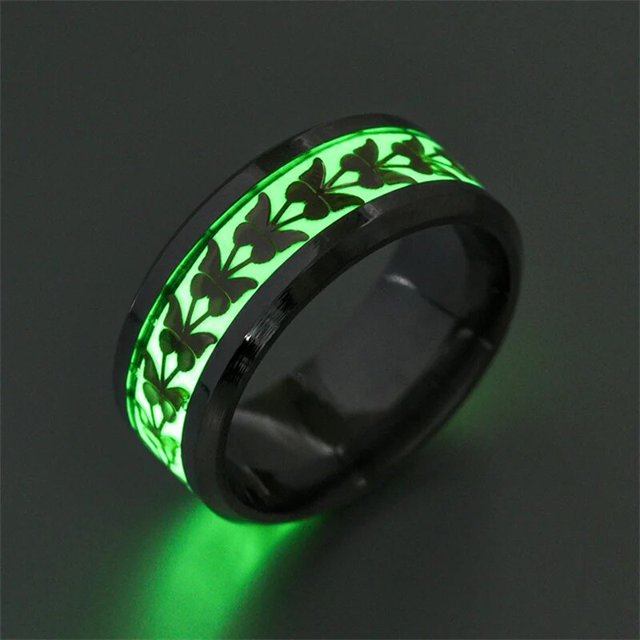 Anillos luminosos de acero inoxidable para Hombre, joyería brillante fluorescente de dragón verde, Animal dominante, regalos