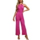 thumbnail image 1 of Mono Halter Neck INSPIRE CHIC para fiesta de mujer sin mangas, cintura alta, piernas anchas, XS, rosa intenso, 1 of 5