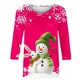 thumbnail image 5 of ZRGHAOYLQ 3/4 Sleeve Christmas Shirts Women White Christmas Snowman Print Shirts 2025 Crewneck Christmas Pullover Sweatshirt Long Sleeve Loose Shirts Tops for Christmas Gifts, 5 of 5