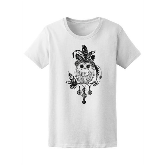 Beautiful Owl With Feathers T-Shirt Women -Image by Shutterstock, Female x-Large