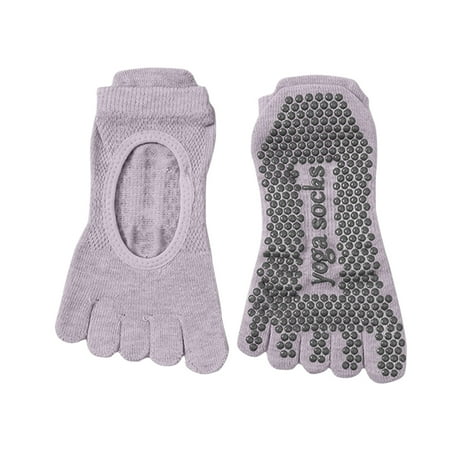Miqool Pilates Socks for Women, Five Toes Non-Slip Skid Yoga Socks with Grips, Ideal for Pure Barre, Dance, Barefoot Workout, Fitness