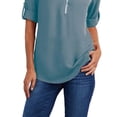 thumbnail image 4 of DYMADE Womens Solid Long Sleeve Zipper Tops Casual Chiffon Shirt Blouses, 4 of 4