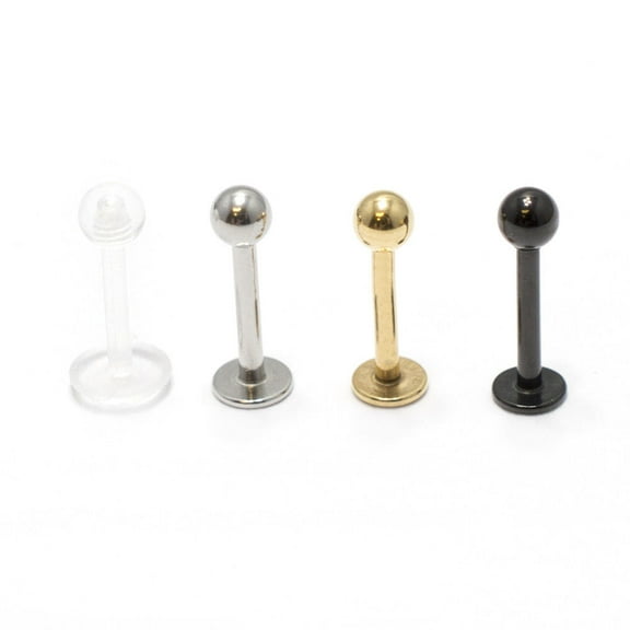 Labret Monroe 4 Pack 16G 8mm Anodized Surgical Steel   Clear Lip Retainer