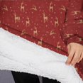 thumbnail image 3 of Oversized Wearable Blanket Hoodie,Red Christmas Deer Pattern Sherpa Blanket Hoodie with Super Pockets,Super Warm Fuzzy Pullover for Women & Men, 3 of 6