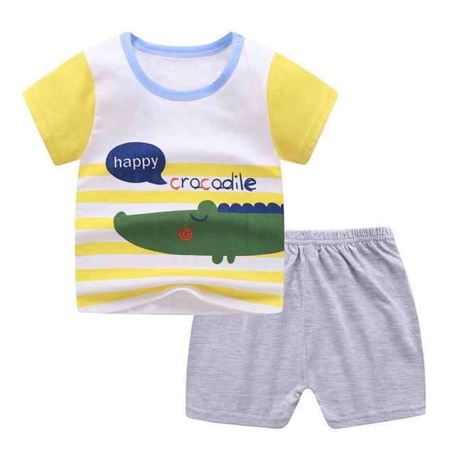 Nueva versión coreana, ropa para niños, trajes para niñas, traje de manga corta para niños, camiseta para bebés, pantalones cortos para niños, pijamas de algodón, ropa de 100cm Gao Jinjia LED