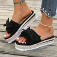 thumbnail image 5 of Slides for Women Cute Bow Tie Knot On Top Strap, Comfy Slip On Open Toe Flat Sandals Casual Summer Beach Walking Slippers Black Women Sandal, 5 of 8