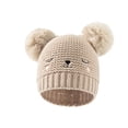 thumbnail image 1 of RV Gorro de punto bordado para niños, gorro de lana liso de doble bola para bebé, otoño e invierno (caqui) oso de fresa Electrónica, 1 of 4