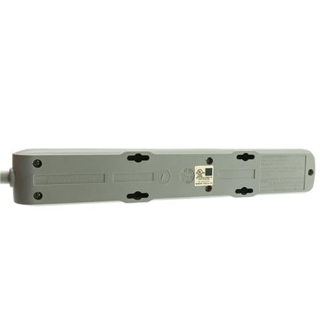 CableWholesale's Surge Protector, Flat Rotating Plug, 6 Outlet, Gray Horizontal Outlets, Plastic, Power Cord 4 foot