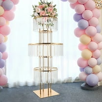 Clear Gold Flower Stand for Wedding, Wedding Centerpieces Flower Stand Modern Round Flower Stand, 5 Tiers