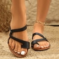 thumbnail image 6 of Black Women'S Flat Slide Sandals Round Toe Open Toe Toe Post Solid Color Non-Slip Lightweight Breathable Footwear For Spring Summer Beach Daily Wear Size 38, 6 of 9