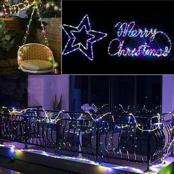 Huiyi Solar Rope String Lights, 20M 200LED Rope String Lights with 8 Modes Fairy Lights Decoration for Garden Yard Party Wedding Christma