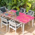 thumbnail image 2 of Pink Spring Easter Table Cloths for 4 Foot Rectangle Tables, Bunny Eggs Floral Botanical Patio Waterproof Elastic Fitted Tablecloths, Washable Rectangular Table Cover for Camping, 2 of 8