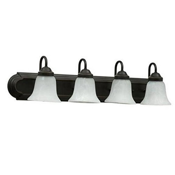 Open Box Progress Lighting Alabaster Glass 4-Light Antique Bronze Vanity Light