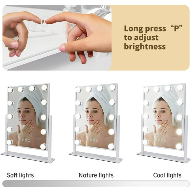 Lighted vanity outlet mirror tabletop