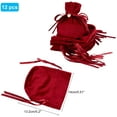 thumbnail image 4 of Velvet Jewelry Bags with Drawstring & Plastic Imitation Pearl Velvet Cloth Gift Pouches Dark Red 13.2x14x0.4cm, 4 of 9