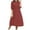Watermelon Red, variant on Kaemgyyd Cotton Linen Dress for Womens Elbow-Length Solid Color Basic Fall Dresses 2024 Casual Crew Neck Loose Beach Midi Dress