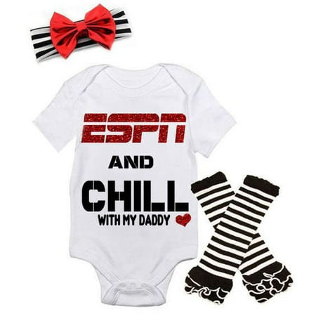 

Baby Girls ESPN Chill My Daddy Mommy Bodysuit Socks Outfit Headband